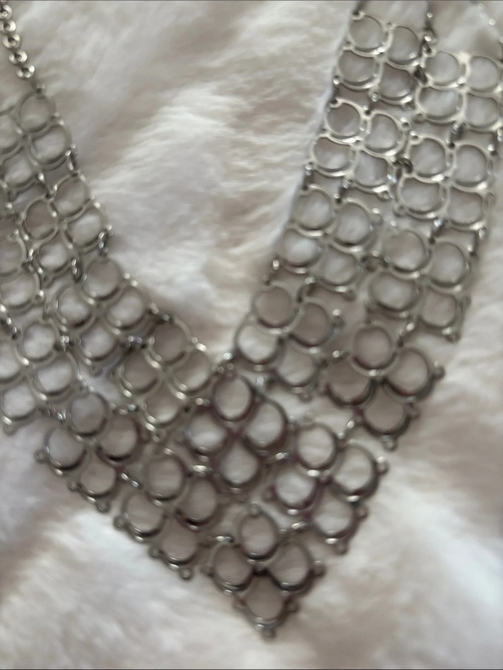 Silver Statement Chain-Link Bib Necklace - Women Jewelry